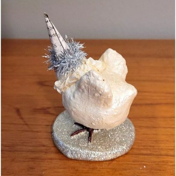 ESC Trading Company WHITE GLITTERED CHICK SIGNED Heather Myers 3" X 5" EASTER - Picture 3 of 3